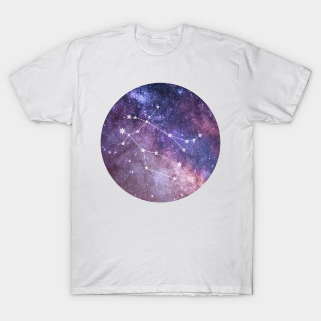 Gemini Sign in the Dark Pink Starry Night Sky T-Shirt by BloomingDiaries